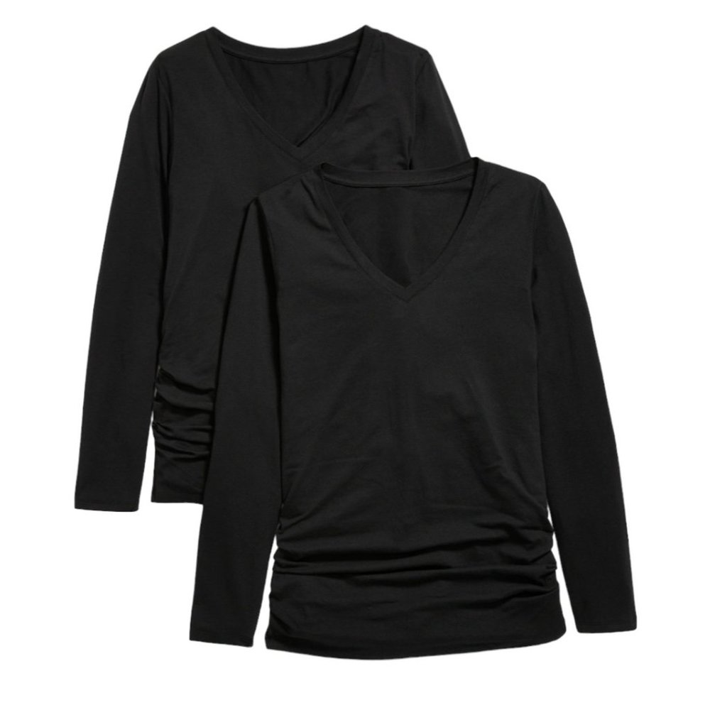 Old Navy MATERNITY Women's Fitted V-Neck Long Sleeve Shirts. Pack of 2. Size XL.